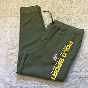 Polo Sport Ralph Lauren Men's Spell-Out Jogger Sweatpants Green • 2XLT